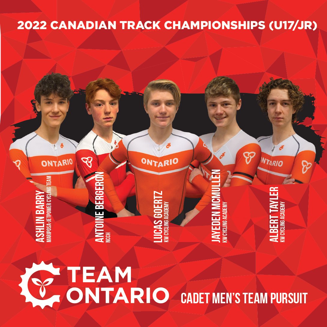 Meet Team Ontario - U17 MEN'S TEAM PURSUIT &amp; SPRINT
#TeamOntario #OntarioCycling #CanTrackChamps