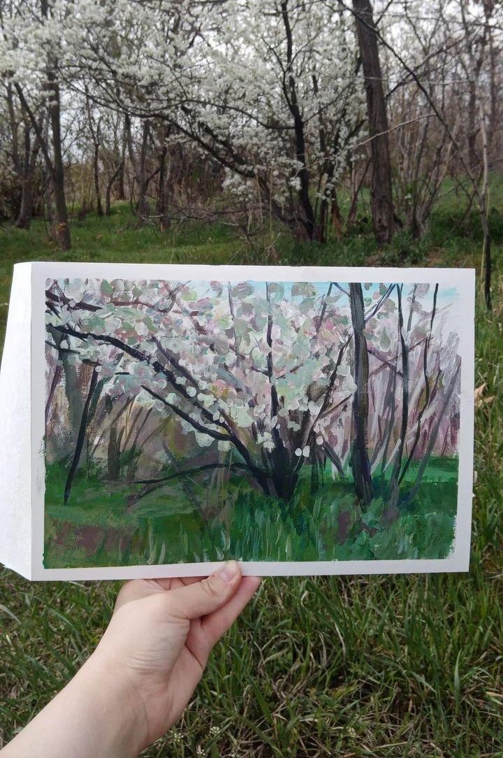 I've painted it today in about an hour 🌼🌼🌼 Available #PleinAirpril #landscape #landscapelovers #acrylic #ArtistOnTwitter #art #pleinair