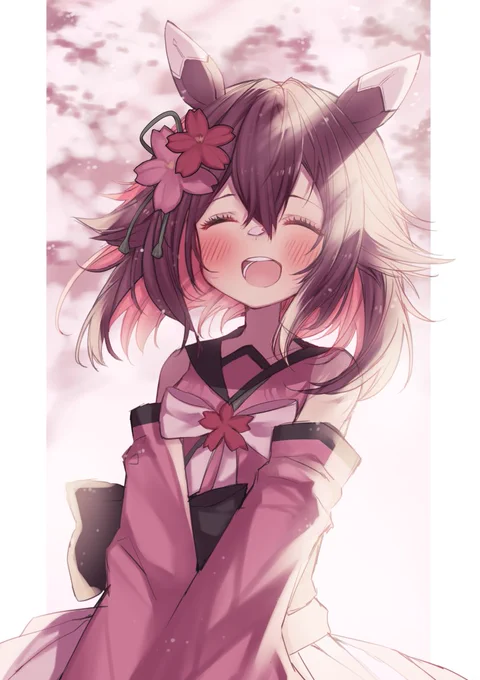 花びら付いてるのに気付いてないチヨちゃん🌸
#ウマ娘 