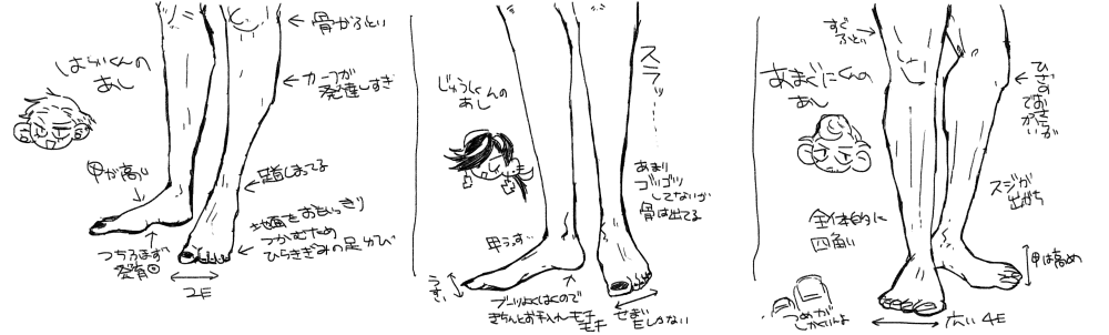 バダス3人の足についての勝手な設定 