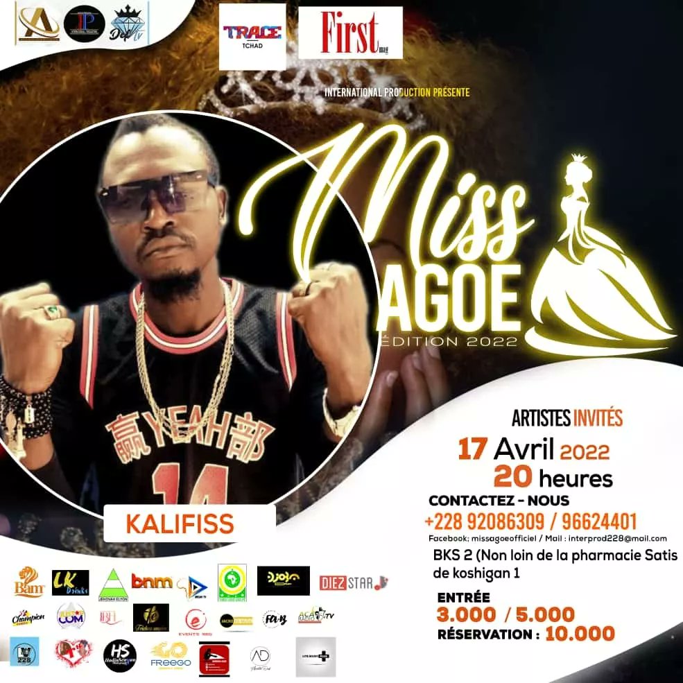 YellowMagMedia's tweet photo. Les artistes invités à l'événement Miss Agoe...les tickets sont toujours disponibles : 3000f / 5000f / 10.000f. 

#MissAgoe 
#Events360 
#Avril2022 
#TgTwittos https://t.co/wSqrvhf2zM