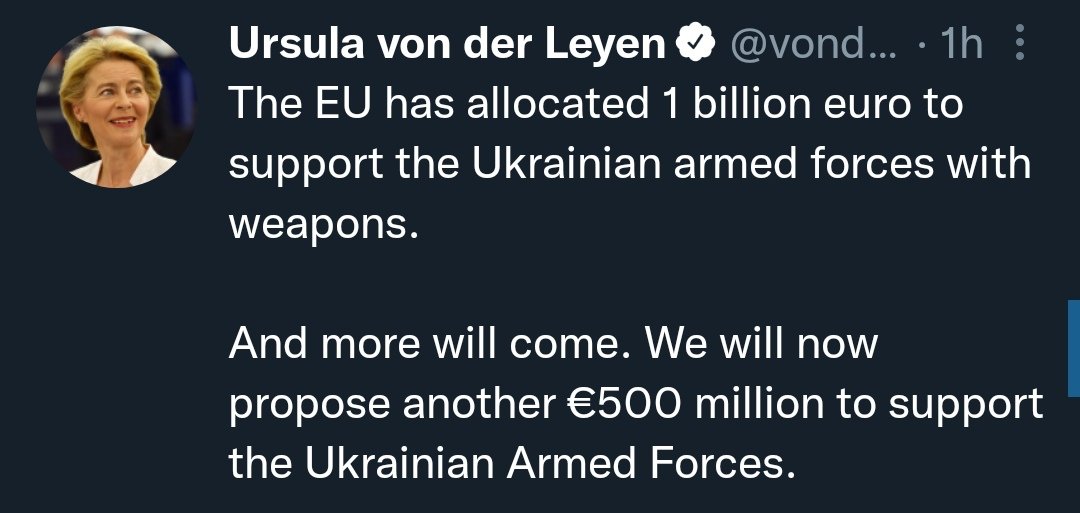 Mil millones de euros para dar armas a 🇺🇦.

¿Cuánto para acabar con el hambre en África?