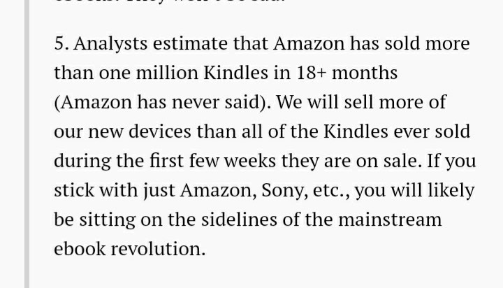 2. Invoke loss aversion: It took Amazon 18 months to sell 1M+ Kindles -- but Apple will smash that in just weeks. Since a loss HURTS more than a WIN feels good, Jobs positioned NOT working with Apple as a major loss for HC.