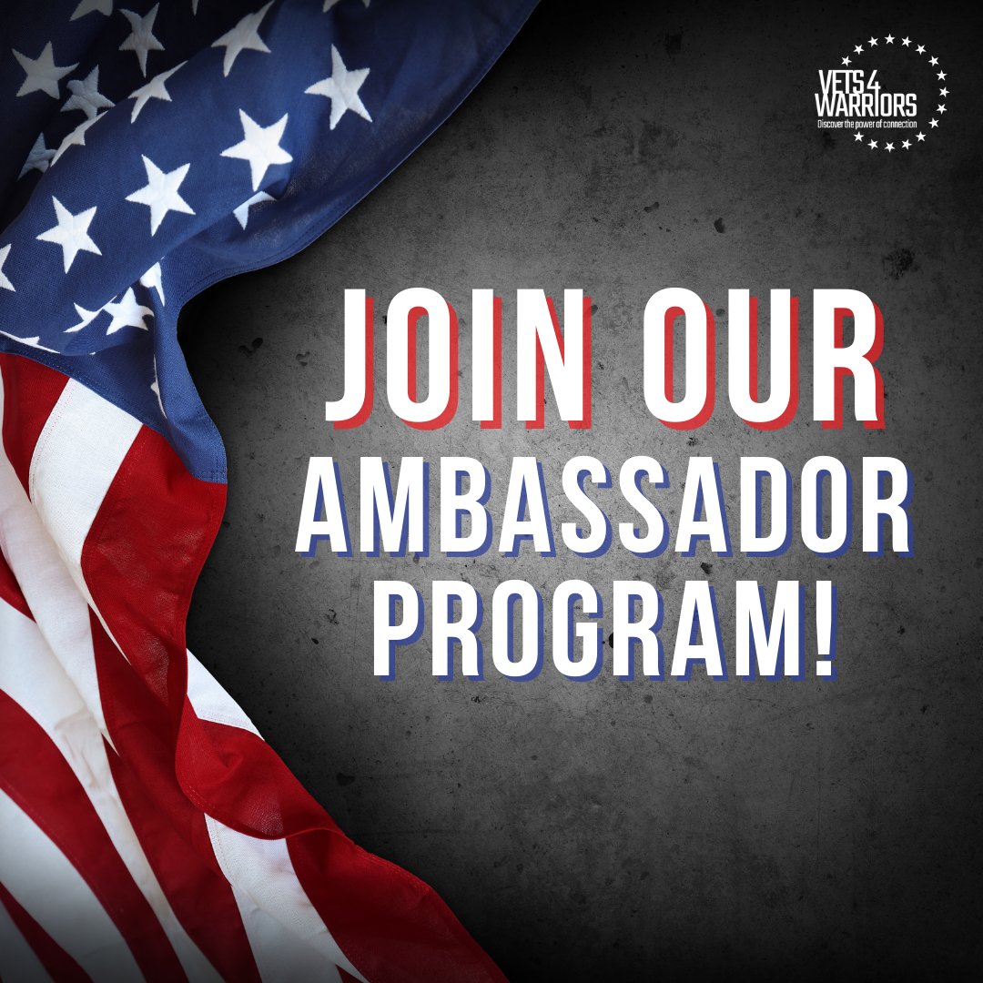 Vets4Warriors's tweet photo. We are looking for people to join our ambassador program. If you think that you can help us spread the word about who we are and what we do, then join us!
https://t.co/yGXfPEJ8rX
#V4W #V4W10 #vets4warriors #veterans #discoverthepowerofconnection #JoinOurAmbassadorProgram https://t.co/L3x7MJl29X