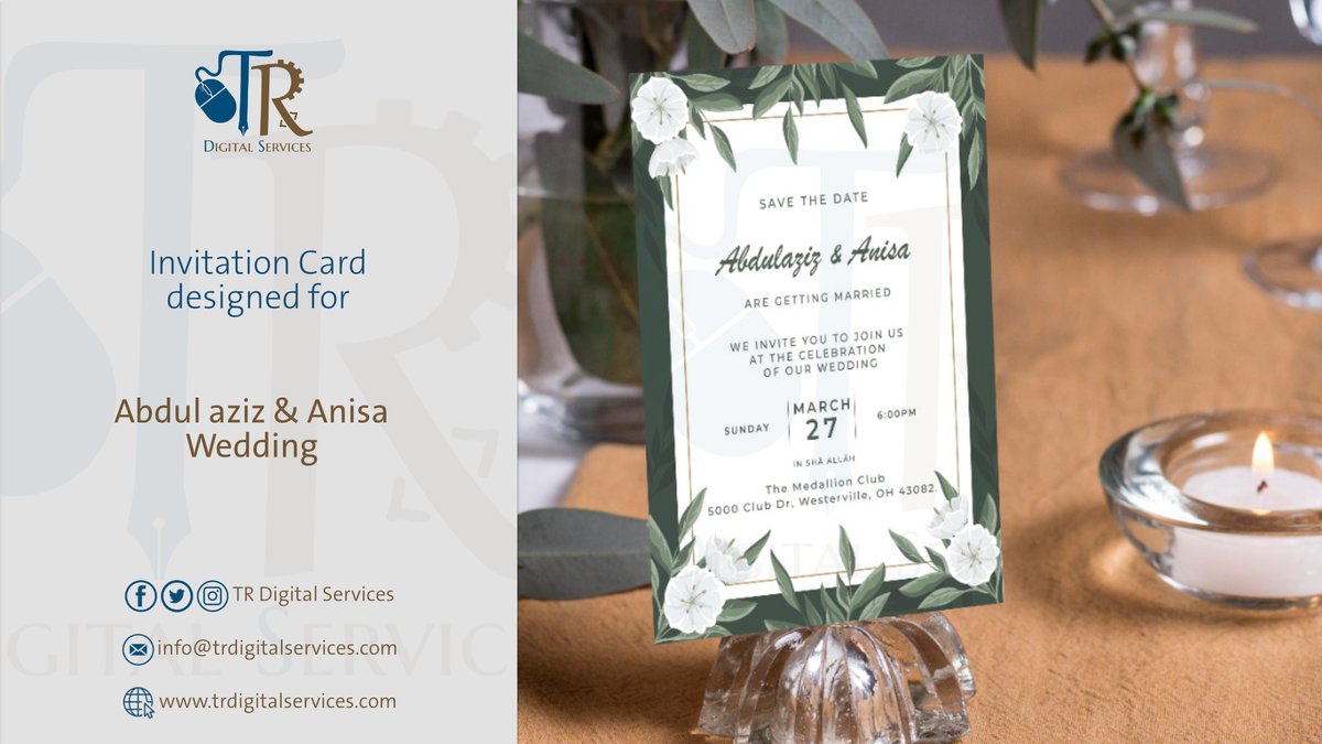 𝑾𝒆𝒅𝒅𝒊𝒏𝒈 𝑰𝒏𝒗𝒊𝒕𝒂𝒕𝒊𝒐𝒏 𝑫𝒆𝒔𝒊𝒈𝒏

We also offer other types of DESIGN SERVICES.

For inquiries Contact us via: trdigitalservices.com/contact

#trdigitalservices #weddinginvitations  #digitalinvitation  #einvitation #layoutdesigns #graphicdesign #GraphicDesigner