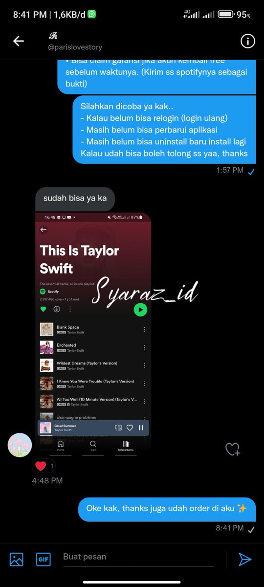 syaraz_id's tweet photo. Testi 873 ✨
Perpanjang Spotify Famplan 2 Bulan https://t.co/BtSwFMfwQi