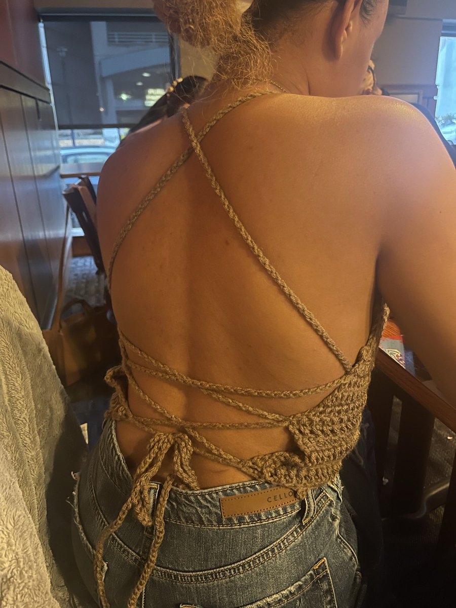 Peacock stitch bralette top in color cocoa brown🤎