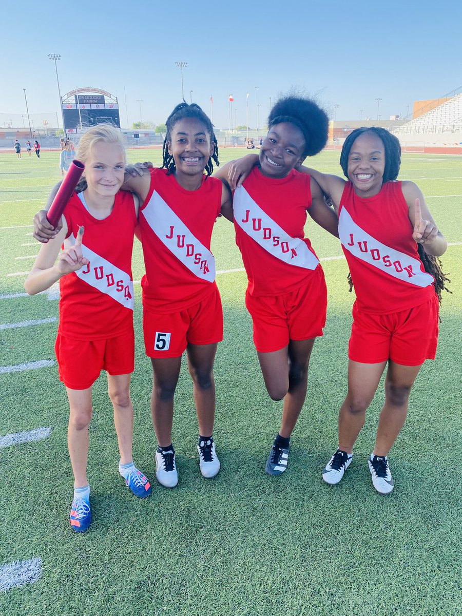 judson_jaguar's tweet photo. Our 4x200M Girls Relays took 1st place at the Prelims on Thursday. Watch them in action for the STAC meet at Steele on 4/20/22. #JaguarAthletics #TheyGotSpeed @JISD_ATHLETICS @JudsonISD https://t.co/prUGXcUrjZ