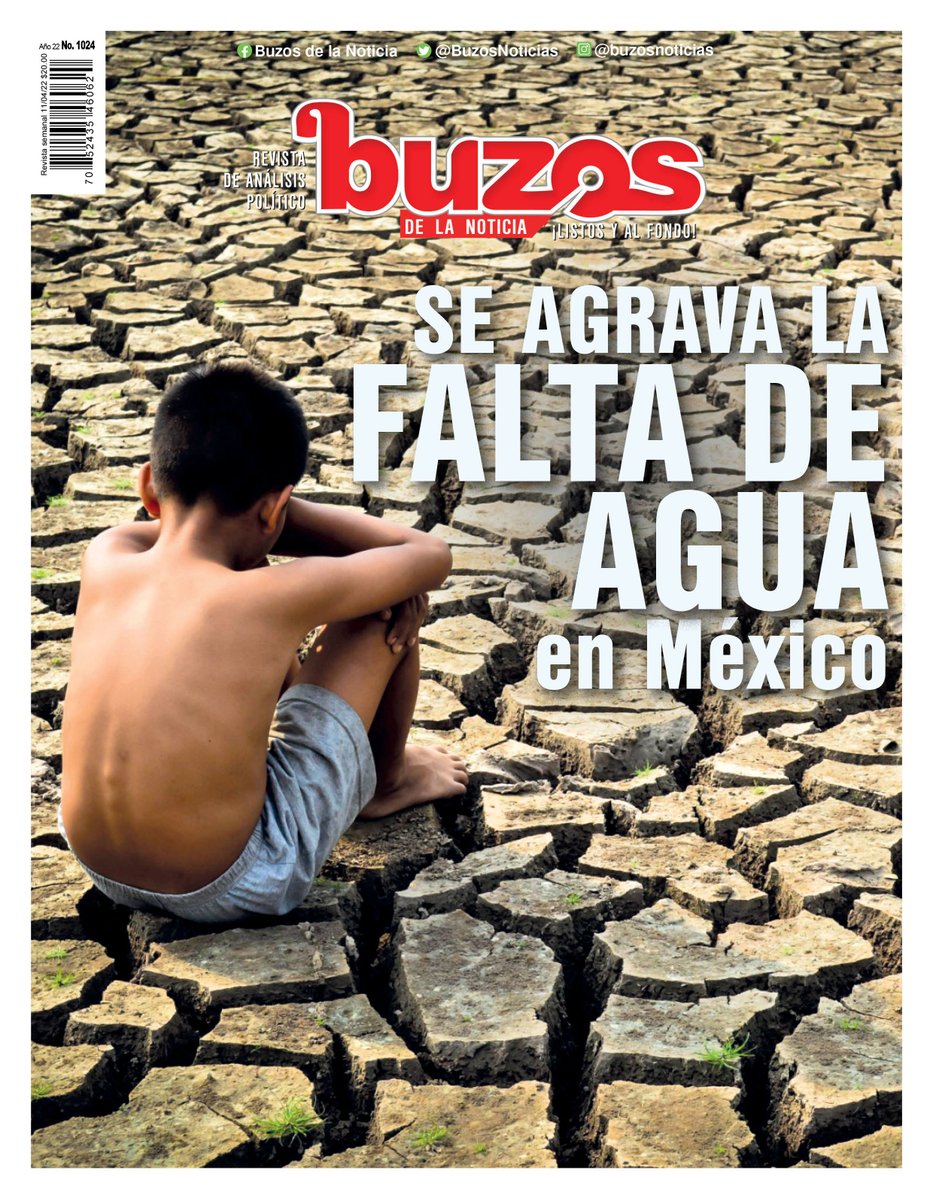 BuzosNoticias's tweet photo. #EnPortada| La declaratoria de la @conagua_mx reafirma que está en riesgo la vida de miles de familias, así como la producción de alimentos en gran parte del territorio nacional debido a que más del 50% de los ayuntamientos se hallan en crisis hídrica.
 👇
https://t.co/Dg6XXL5WpR https://t.co/Tbfy0yavai
