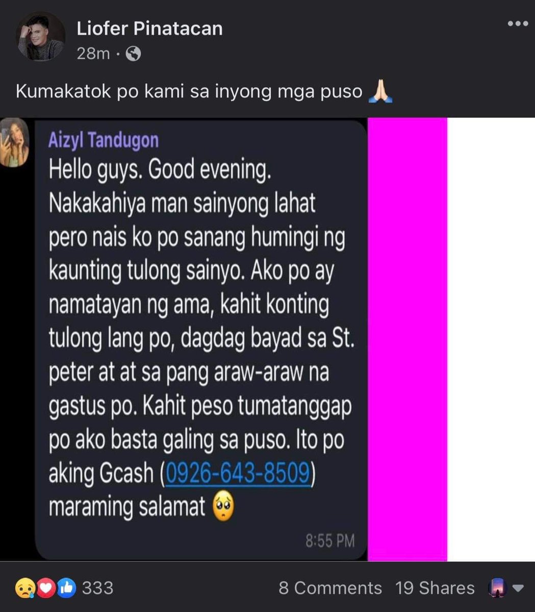 Sa may mga extra baka po pwed tayo tumulong kay Aizyl at sa kanyang family.

GCASH: 09266438509
@TandugonAizyl