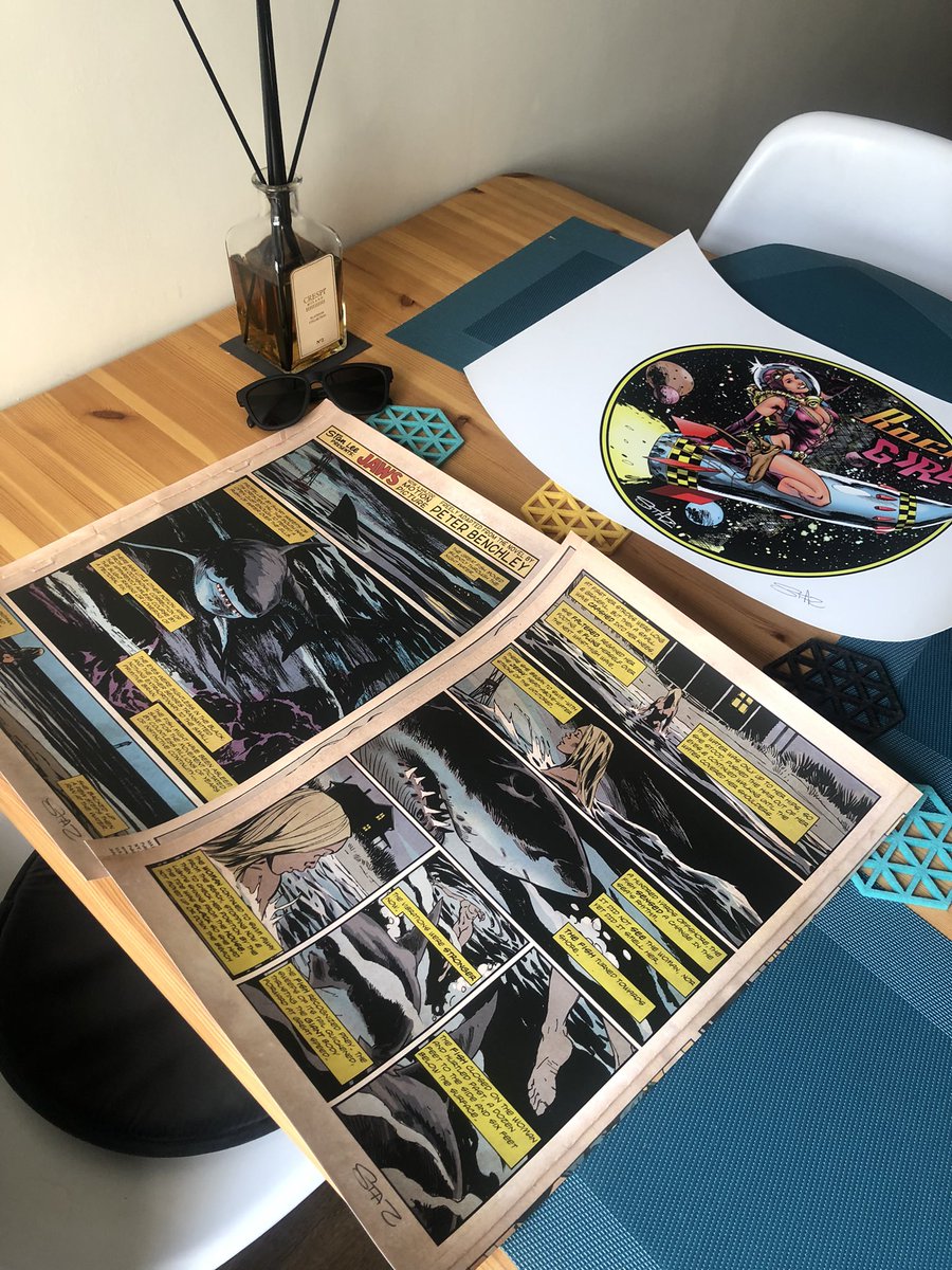 ButchCasserly's tweet photo. The thing that gets me the most when I look at these amazing Jaws prints by @StazJohnson is that sadly there isn’t the whole comic to read. Bonus Rocket Girl for me and Pops to argue over. https://t.co/Js5H8tXaSm