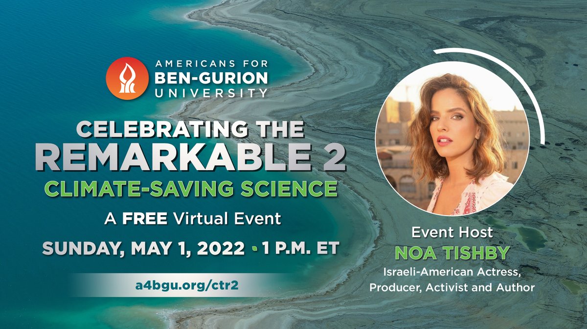 adamah_org's tweet photo. Join us & Israeli-American star @noatishby for a FREE virtual event to remember! Tune in on May 1 for Celebrating the Remarkable 2 & learn about the #ClimateSavingScience coming from Israel & @A4BGU that is changing the world.
Learn more at https://t.co/NKQc670SqS https://t.co/MUiRebcdMN