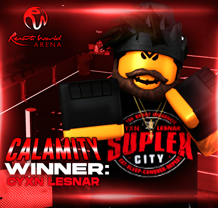 ExtremeGMT's tweet photo. Live from the RESORTS World ARENA!
The BEAST in #BUSINESS, strikes again!
In under *10 SECONDS*, #CyxnLesnar obliterated #PrinceEarly!
#WINNER
#SaturdayNightCALAMITY
@CyxnLxgicRBLX https://t.co/5d3Ao3hxfu
