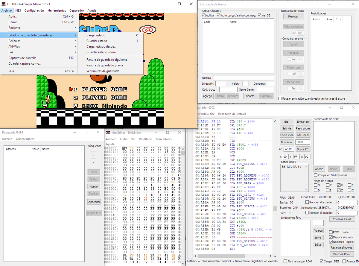 Dalekamistoso's tweet image. A petición popular he traducido a español #FCEUX (#emulador de #NES) en su última la versión estable x86/x64 (2.6.4) y también he añadido al repositorio los recursos internos del binario para que no tengáis que compilar en el futuro.

Descarga:
github.com/Dalekamistoso/…
