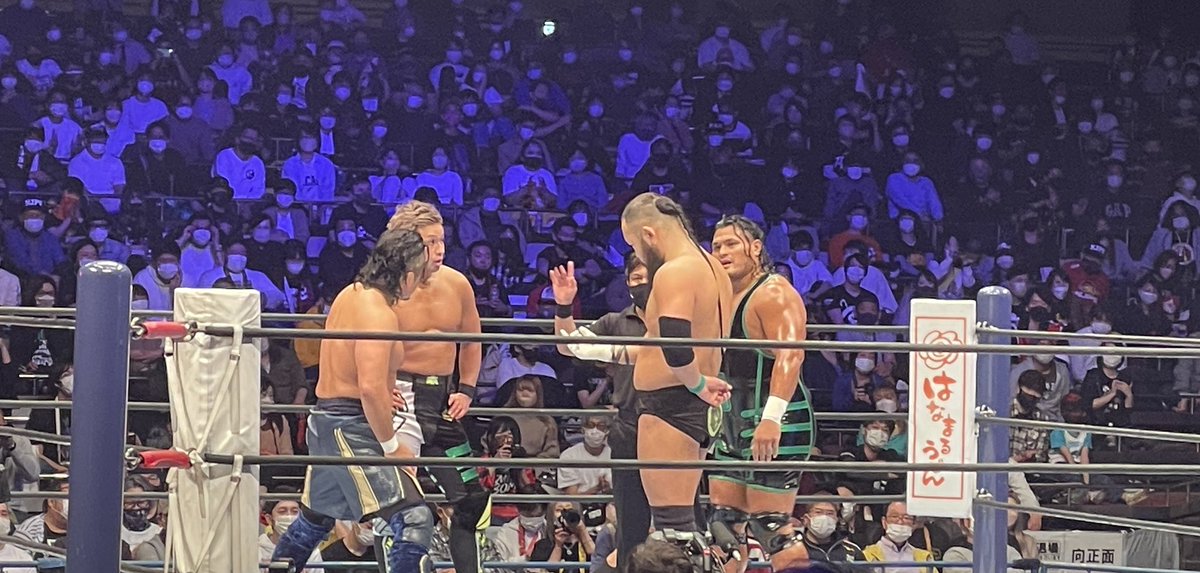 tugmuwake's tweet photo. タッグは拮抗で攻防の最後どよめきが起きたような気が。すごい拍手だった。
コブ選手がめちゃくちゃ嬉しそうで良い。
オーカーン様の試合、グリーンドーム前橋で見たいな。パンケーキ食べりぃ。
#njpw #HyperBatlle
2022.4.9 両国国技館 https://t.co/Zr0WEUI2Oc