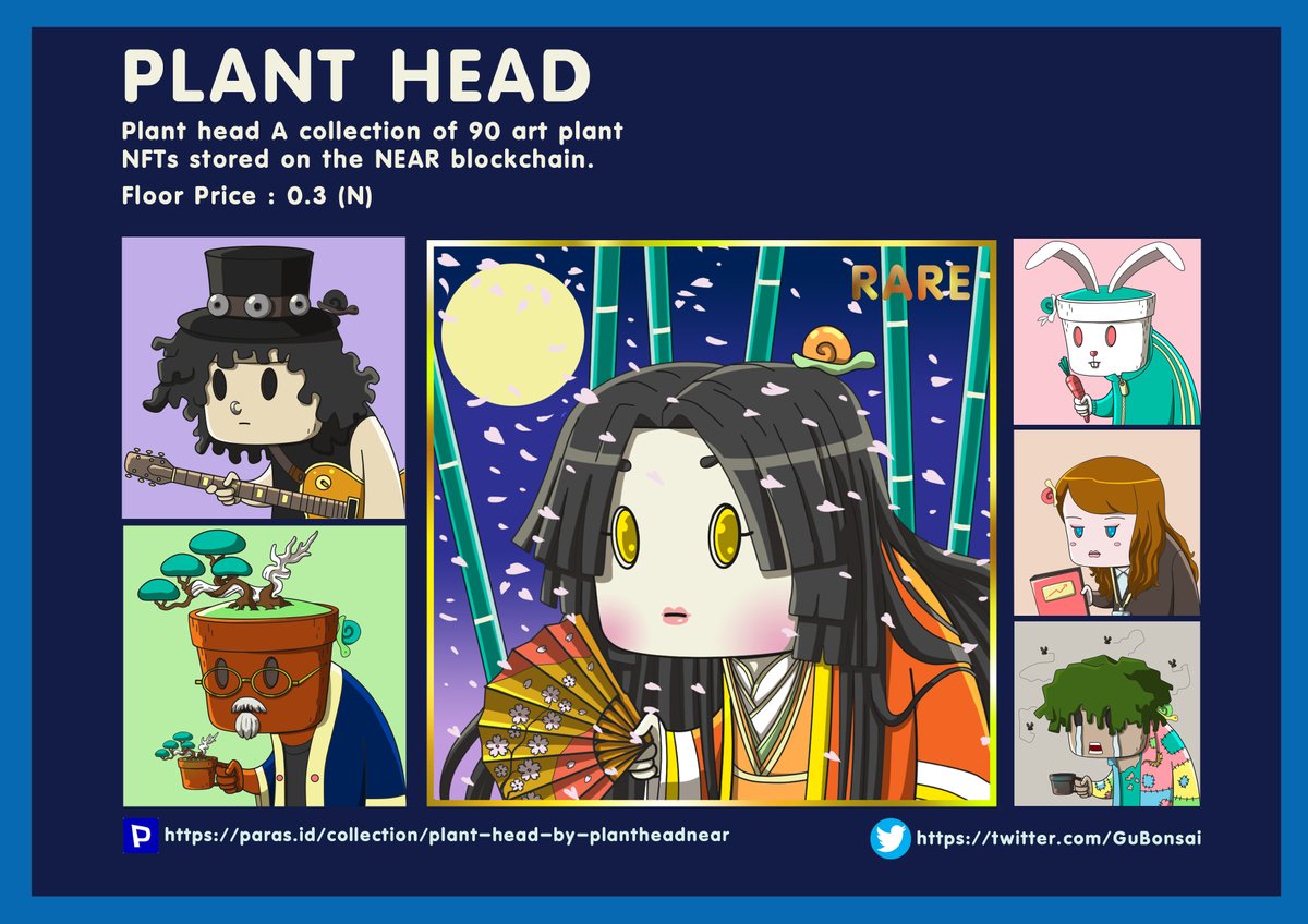 Plant_Head_NFT's tweet photo. Plant head New Drop 6 Plants. Drop Rare for one Plant Kaguyahime. Floor Price 0.3 [N]
Plant head A collection of 90 art plant NFTs stored on the NEAR blockchain.
https://t.co/oEQQx77Ezp

#PARASnft #nearNFTs #NFTCommunity #NFT #kaguyahime #nftcollector #NFTworld #NEAR https://t.co/tMGqe0eWew