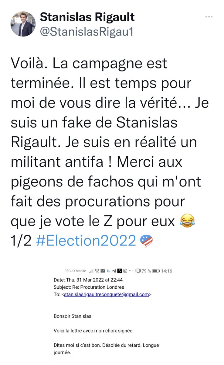 Des méthodes de voyous, l’extrême-gauche comme d’habitude au sommet dans la malhonnêteté. 

➡️Signalez ce compte @StanislasRigau1 

➡️Évidemment je porterai plainte.