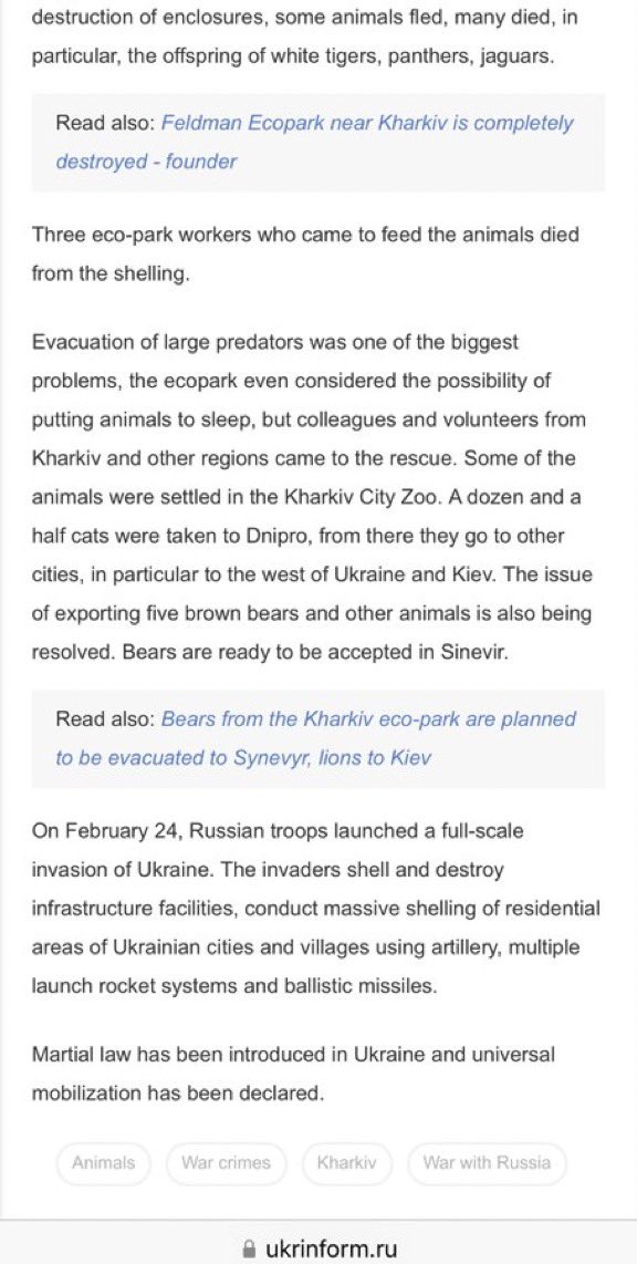 DecodingTrolls's tweet image. By contrast: Russian military stole vegetables intended for feeding animals in Feldman Ecopark. &quot;Tonight they stole carrots, beets and cabbage from our animals. I have no emotions,&quot; deputy mayor Lysenko wrote. 18 cats were taken to Dnipro. Bears will be welcomed in Sinevir.
