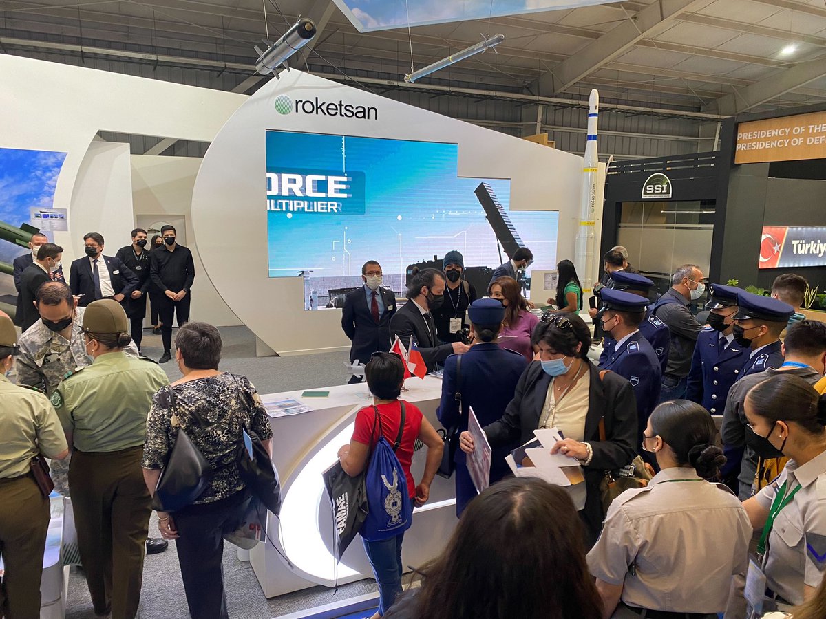 roketsan's tweet image. Dear visitors, thank you for visiting our booth at @FIDAE_OFICIAL exhibition in Santiago! 🚀 

 #Roketsan #FIDAE2022