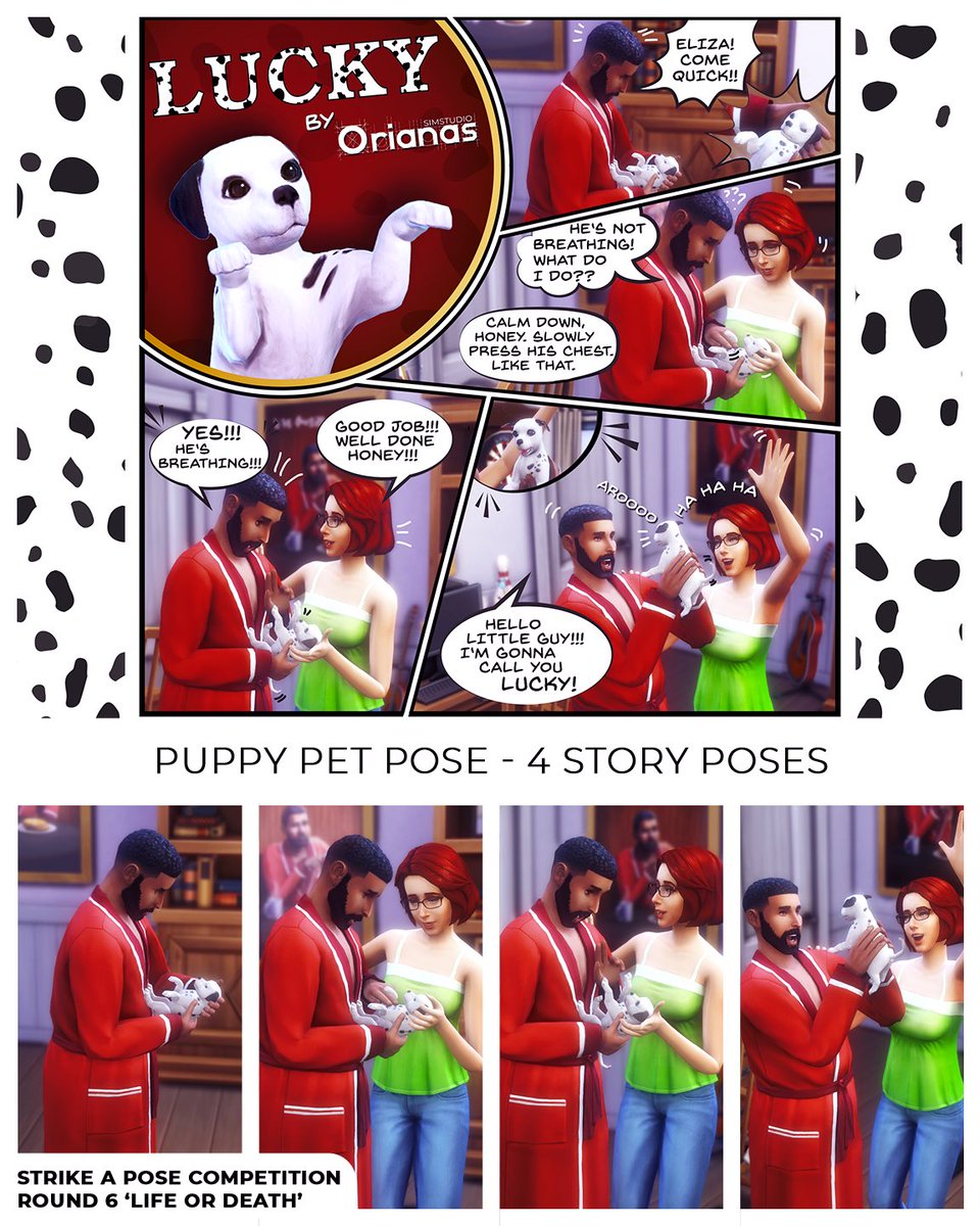 OrianasSimS's tweet photo. ‘Lucky' puppy group pose
Round 6 Strike-a-Pose Competition on Instagram (theme was Life or Death). You can get it on my Patreon (Public and FREE) at: https://t.co/z19hEDBzBi
#thesims4 #sims4cas #thesims4poses #sims4poses #ShowUsYourSims @TheSims @SimGuruKuxiku https://t.co/QDjpVc98z4
