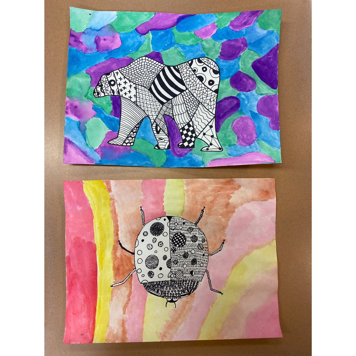 FTSD_Anderson's tweet photo. 6th Grade Zentangle Animals are finally up on display! Feeling stressed?? I highly suggest doing a zentangle to calm your mind 😌 https://t.co/5jPDXit5uJ