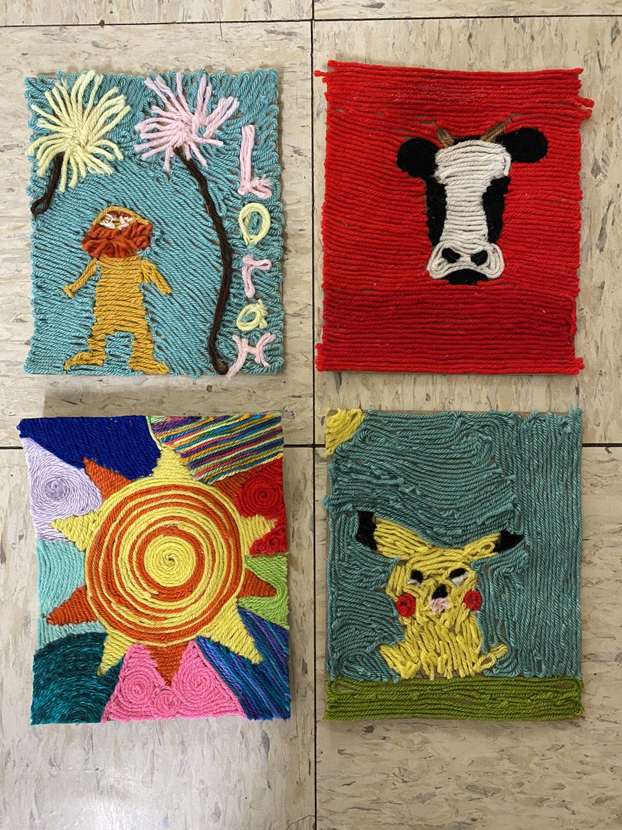 FTSD_Anderson's tweet photo. 8th Grade Fiber Art students rocked their yarn paintings last marking period 😍 https://t.co/3bLfI0hMAy