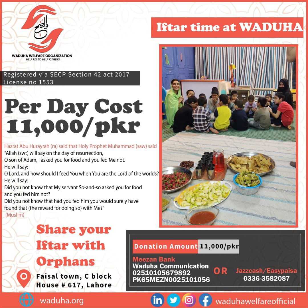 Sponsor an orphan this Ramadan.
<a href="/waduhawelfare/">Waduha Welfare Organization</a> 

#HelpingHands #Ramadan #waduha #welfare #islam #MonthofGood #Ramadan2022
