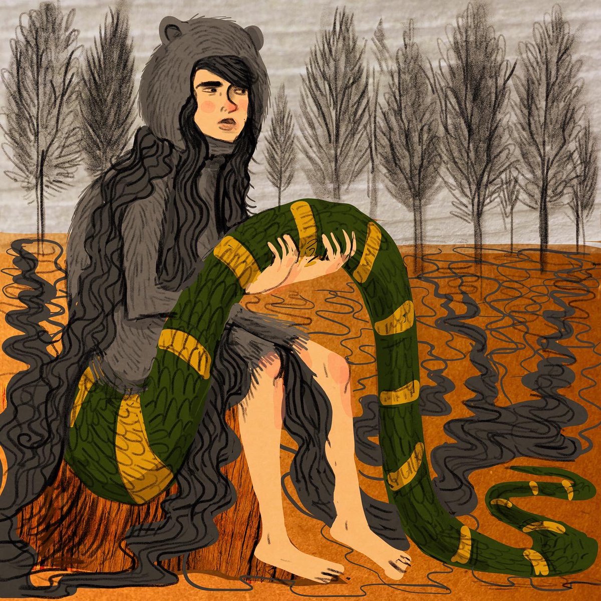 ryan_middaugh's tweet photo. This is my April #transmundanetuesdays submission #longhairedserpentinacap #illustration #picturebook #picturebooks #drawing #sketching #illustration #illustrator #scbwi #scbwioregon #characterdesign https://t.co/z9linCOjXl