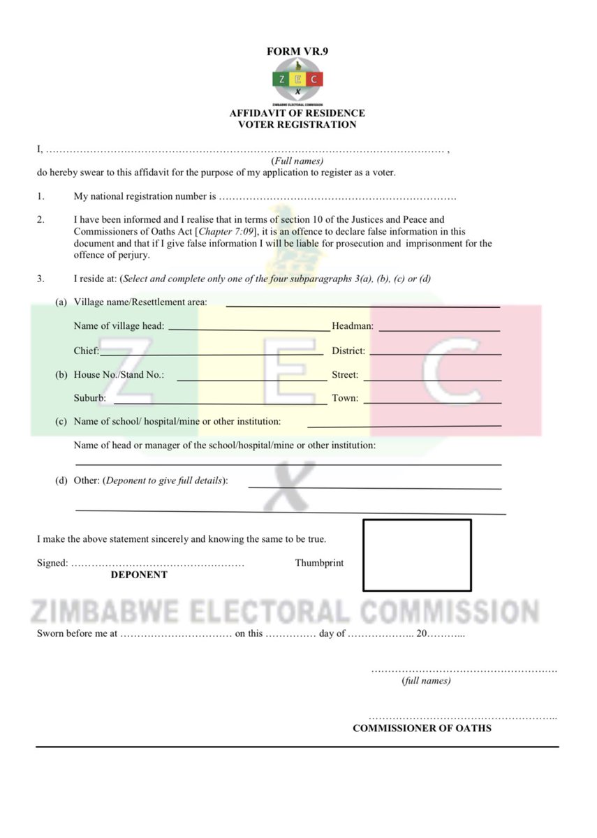 🟡When registering to vote, you need your ID card or passport (driver’s license not allowed) &amp; proof of residence. The easiest way to get proof of residence is to fill in this affidavit which you can download using the following link: veritaszim.net/sites/veritas_…. 

🔁PLEASE RETWEET🔁