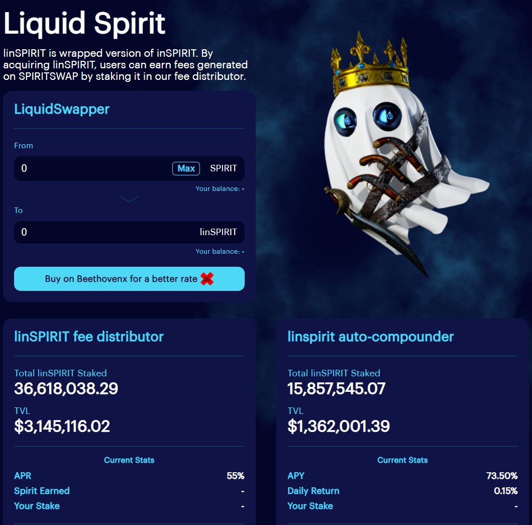 AbacusFi's tweet photo. Just like cLQDR, slinSPIRIT auto-compounds, increasing its value over time

Come on over to the dark side
https://t.co/L1PJI567l9 $SPIRIT $LQDR https://t.co/ARGAwolQOp