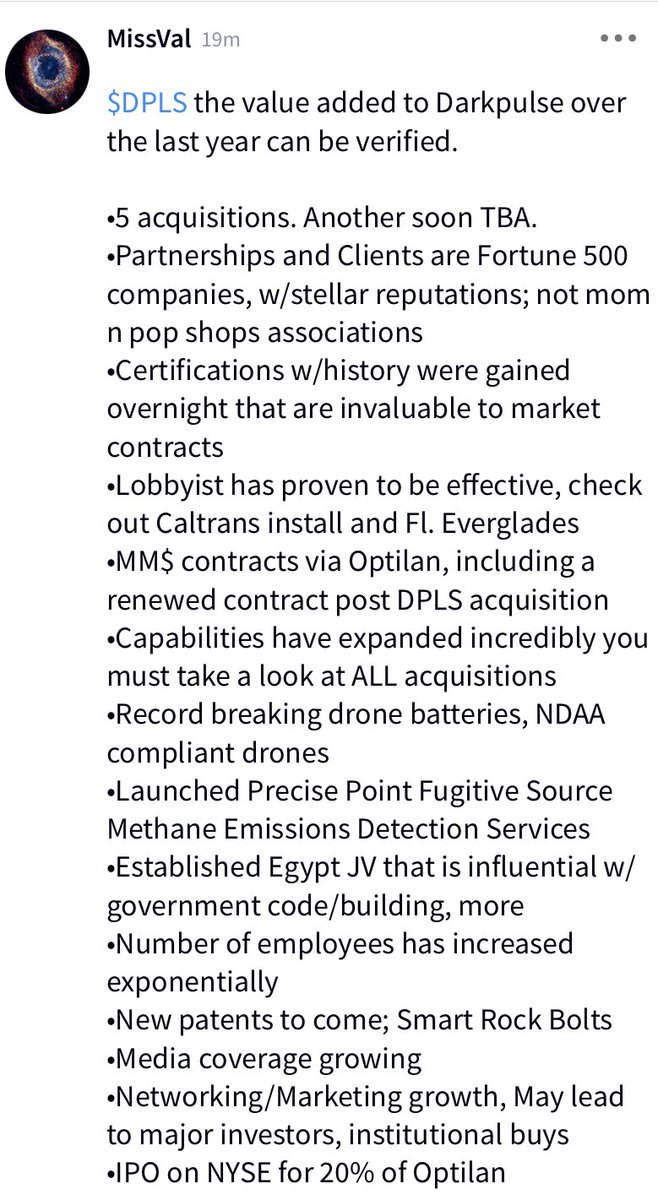 MissVal95073680's tweet photo. $DPLS $30M Stockholder Equity
Up to $15M share buyback towards restructuring disclosed 11/21 Can take place in next few months
#OTCMarkets #StocksToWatch #makemoney #investing #longterminvesting #StocksToBuy #NYSE #pennystocks #wealthstock
#FUTUREMADEBETTER
#BuildBackBetter https://t.co/CAHQf6bpKd