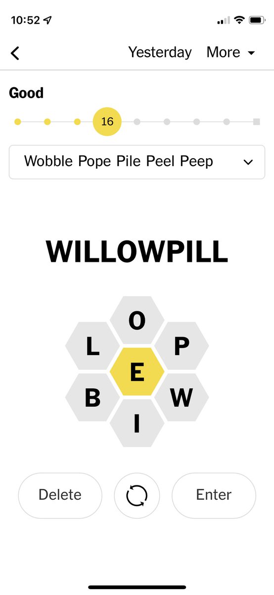 NYT Spelling Bee is suggesting #TeamWillowPill