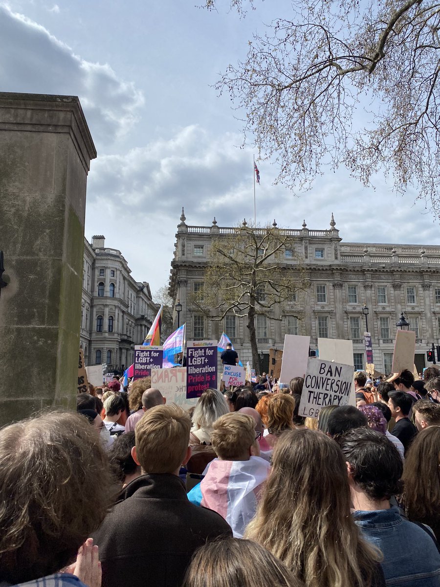 rgstokes's tweet photo. Powerful scenes outside Downing Street today 🏳️‍⚧️ #nobanwithouttrans https://t.co/4AC5VDYvaG