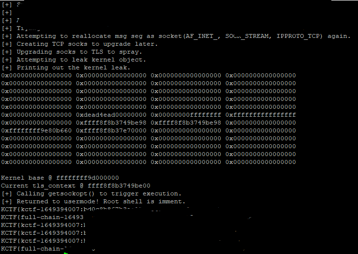 Well that was a very difficult but fun exploit to write. We've reported to Linux and will do a write-up soon (<a href="/pqlqpql/">David Bouman</a> and myself). Details redacted since it's not patched yet.