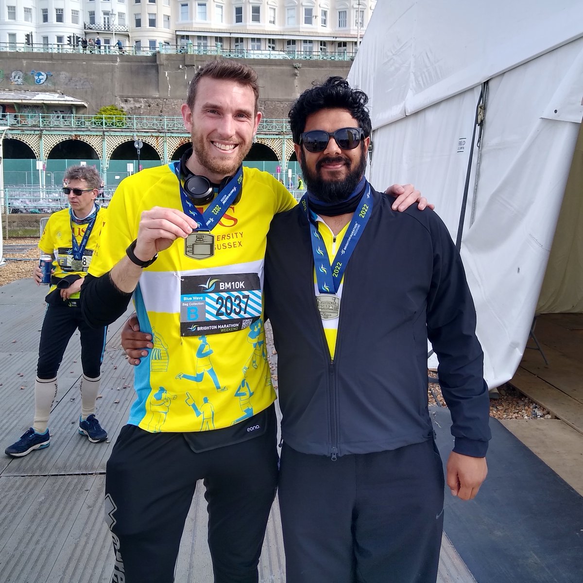 BSMS staff Matt Bemment &amp; Gaurish Chawla took part in #bm10k + #BMRide today, raising money for mental health/sustainability <a href="/SussexUni/">University of Sussex</a>. Well done to everyone who took part in the #BrightonMarathon events, and all our colleagues and <a href="/bsmsalumni/">BSMS Alumni</a> in the medical teams. #TeamSussex