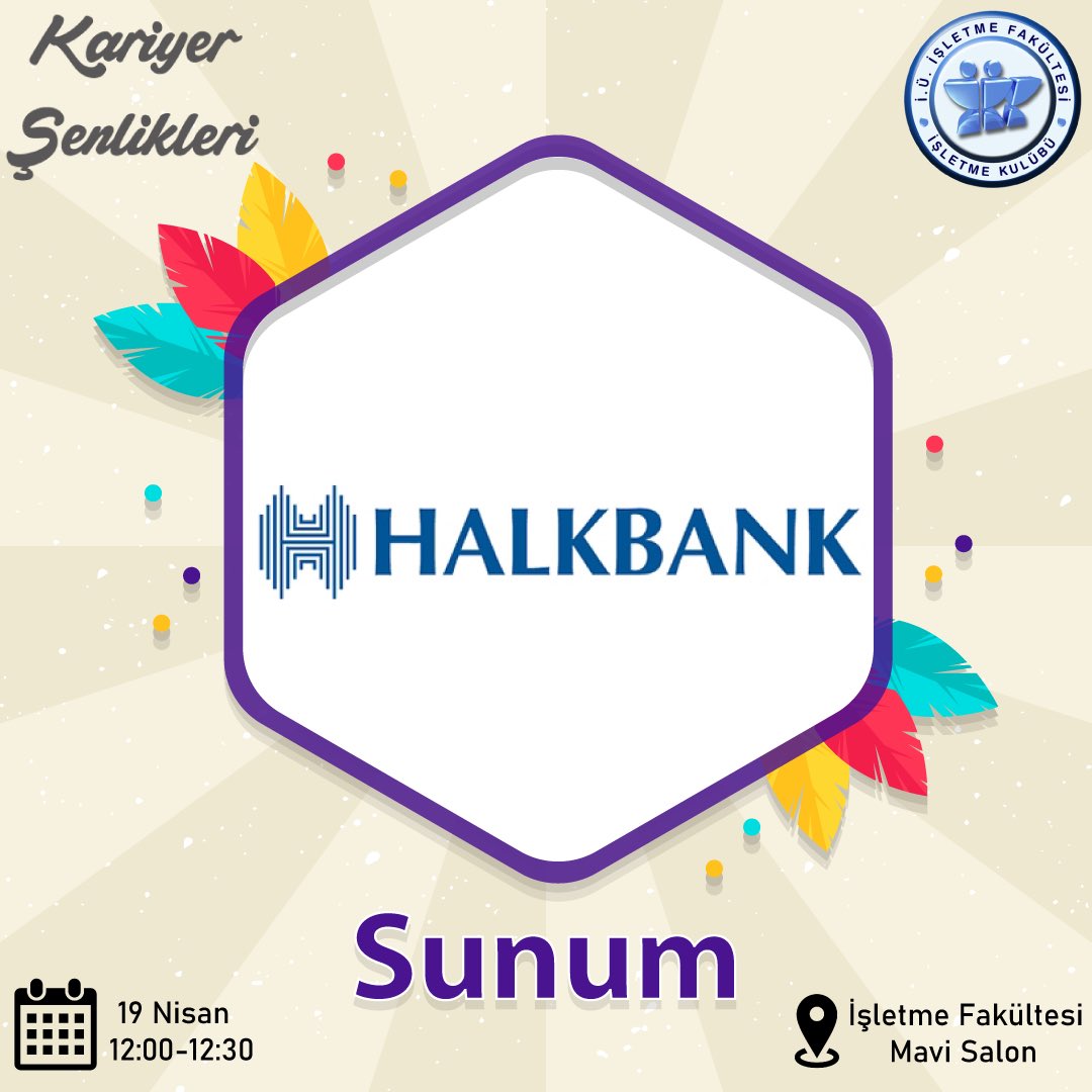 isletmekulubu's tweet photo. Halkbank, 19 Nisan Salı saat 12.00-12.30 arası gerçekleştireceği sunum ile Kariyer Şenlikleri’22 katılımcıları ile buluşuyor! 🤩
Sen de Halkbank Ailesini daha yakından tanımak istiyorsan etkinliğimize bekleniyorsun. 🌟
#coloryourcareer https://t.co/JPxQYogyyF