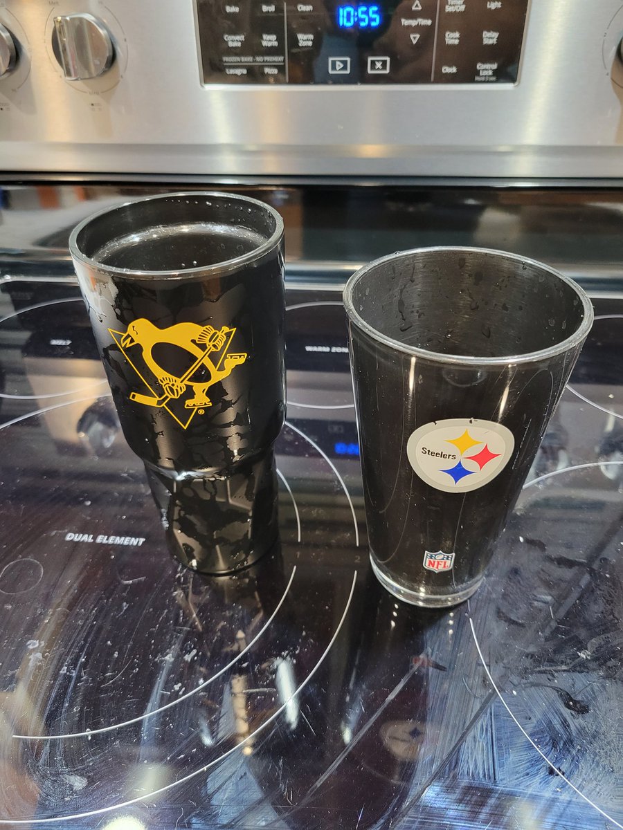 LantzMatt's tweet photo. Sorry @penguins, for the last 4 games I had to switch to my Steelers cup because I was ill and had to wash my Pens cup. Pens cup is disinfected and back in action today so we should be able to right the ship. #LetsGoPens https://t.co/0YG1IYA6DL