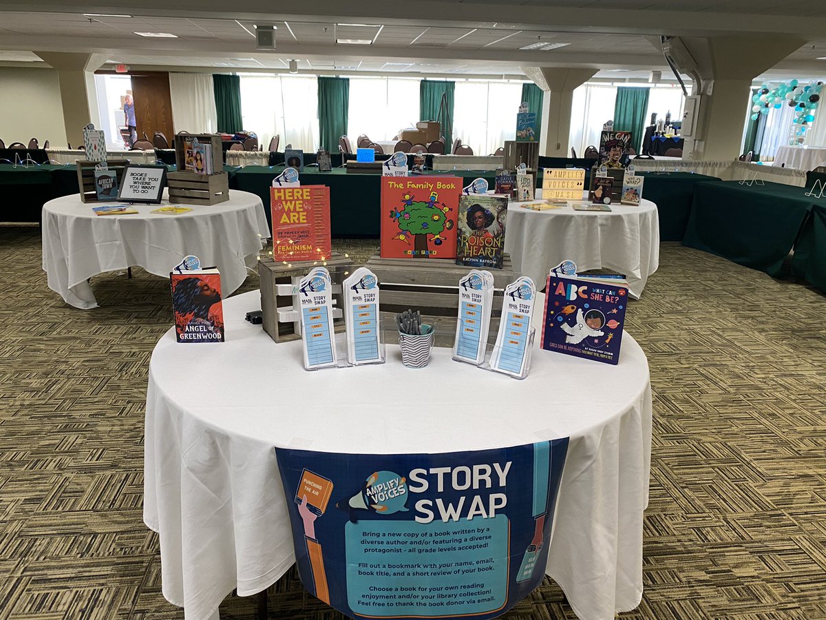 MASLOnline's tweet photo. Exhibit Hall is taking shape as vendors arrive! We also have more books popping up in the Story Swap! Grand opening of Exhibit Hall and Conference Store happens at 11 AM - we’ll see you there! 😃 #maslsc https://t.co/Dz0e5y1VW7