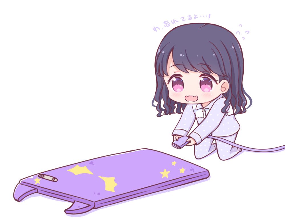 fukumaru koito 1girl pajamas black hair skin fangs solo purple eyes hair down  illustration images