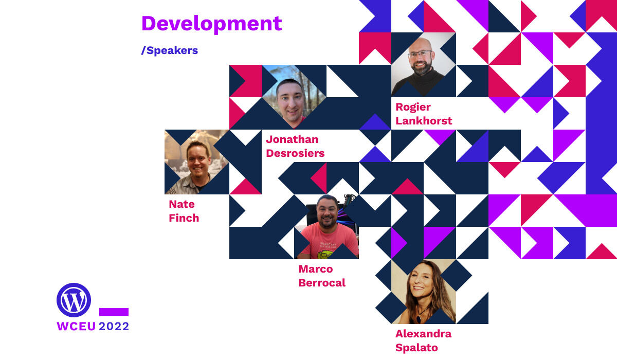 WCEurope's tweet photo. Here are our #WCEU2022 speakers with a talk on Development. Check them out at https://t.co/7jNq8bdX29

@alexadarkgatsby @desrosj @MarcoBL10 @n8finch

#WCEU https://t.co/DfGG9HKg6N