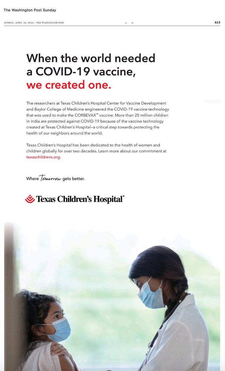 When a physician-scientist and microbiologist, with the support of their institutions, do the work that gets more than 20 million children in India protected from Covid
Deep admiration for <a href="/PeterHotez/">Prof Peter Hotez MD PhD DSc(hon)</a> <a href="/mebottazzi/">Maria Elena Bottazzi</a>
<a href="/TexasChildrens/">Texas Children's</a> <a href="/bcmhouston/">BCMHouston</a> <a href="/BCM_TropMed/">BCM_TropMed</a>