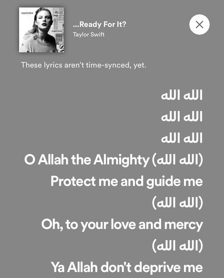 NotFancy_'s tweet photo. Since it's ramadan remember when Taylor Swift released a Arabic version of ready for it https://t.co/mPfgPOTsoh