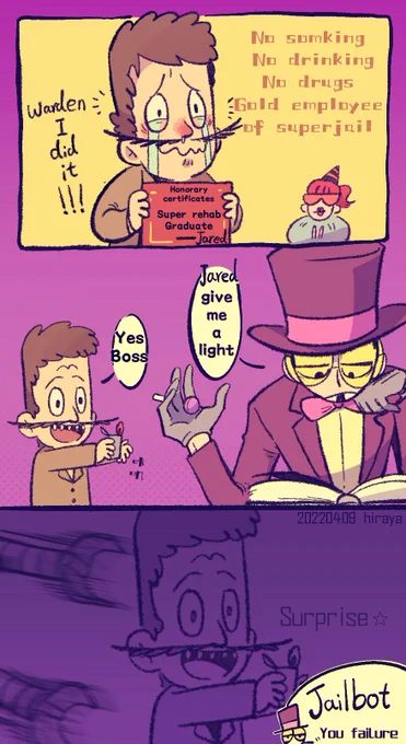 #superjail
a brainrot about Jared quit smoking experience(翻译软件翻的…) 