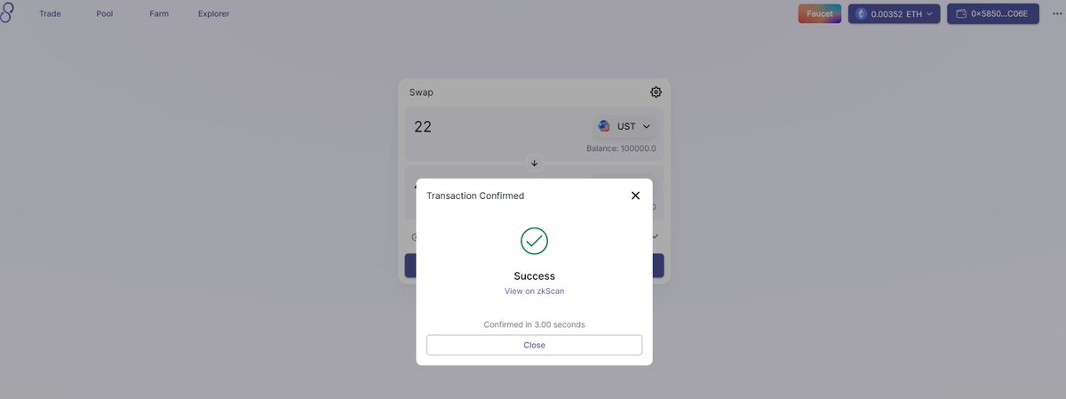 TubLena's tweet photo. I used it &amp; it was an awesome trading experience
lightning fast, Secure &amp; low transaction fees!
Join discord &amp; enjoy
Discord：https://t.co/CDjCwYciLb
#L222 #zkSync #Layer2 #ZKRollup #testnet #Ethereum #DeFi @syncswap https://t.co/WA5lR0AJSS