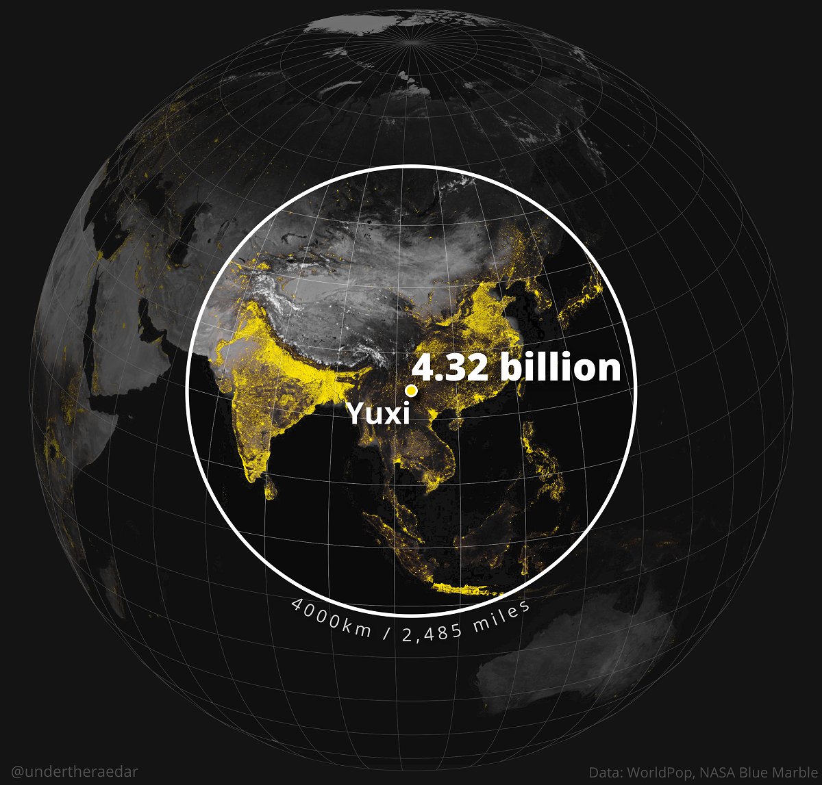 PPathole's tweet photo. Yuxi Circle: World's most overpopulated region https://t.co/Q74TmOQELc