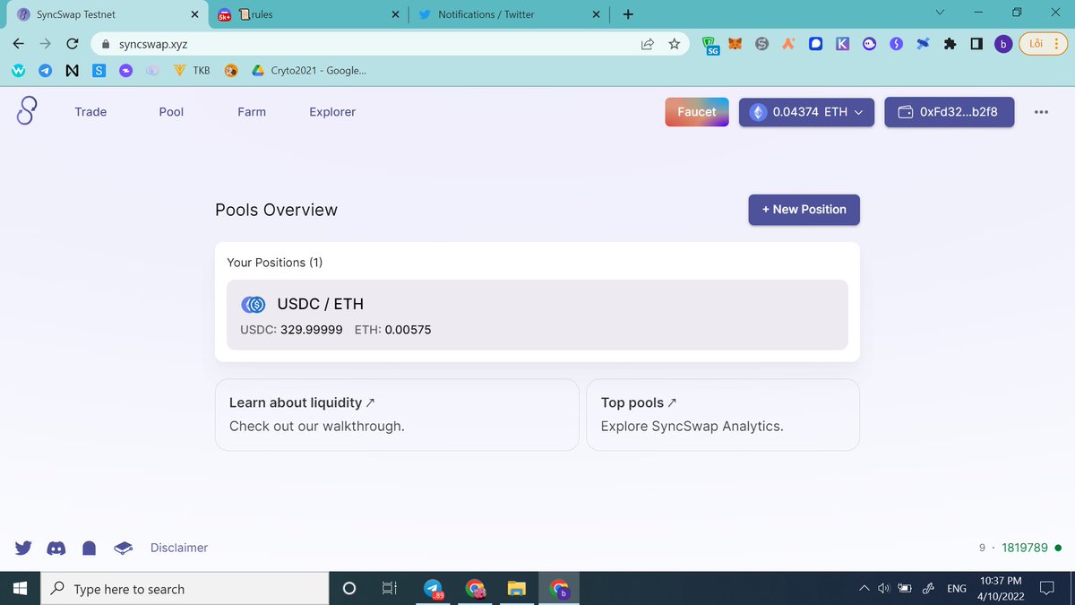 Andrewbill66's tweet photo. I tried using Testnet. I have confirmed that it is working comfortably and normally.
Good project!

Discord：https://t.co/MDryP3mQVs
#L222 #zkSync #Layer2 #ZKRollup #testnet #Ethereum #DeFi 
@syncswap https://t.co/gKbXtdB58h