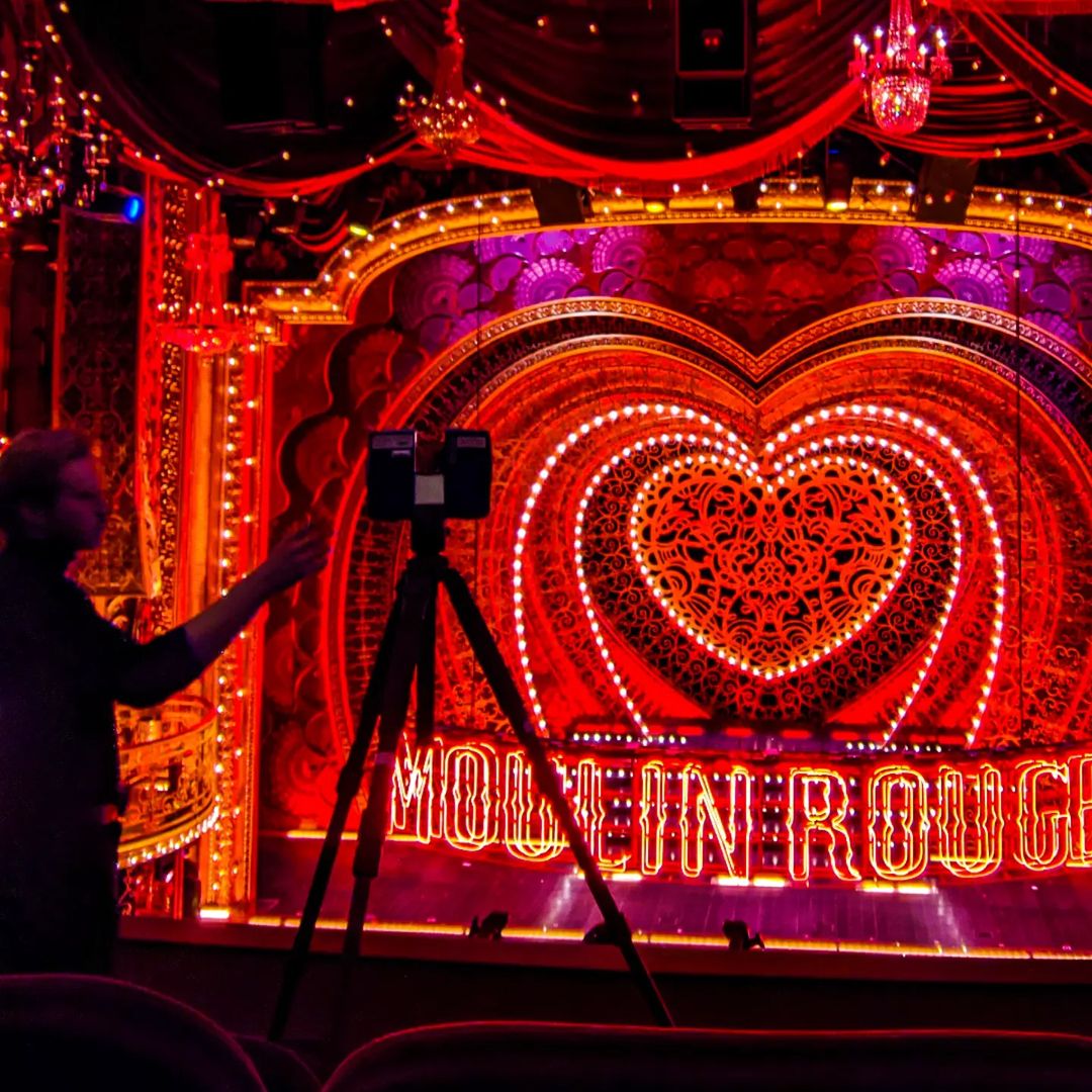 We have our fingers crossed for all of our clients at today's #OlivierAwards
Here's a throwback photo to us LiDAR scanning <a href="/moulinmusicaluk/">Moulin Rouge The Musical UK</a> on-site at the Al Hirschfeld Theater back in 2019.