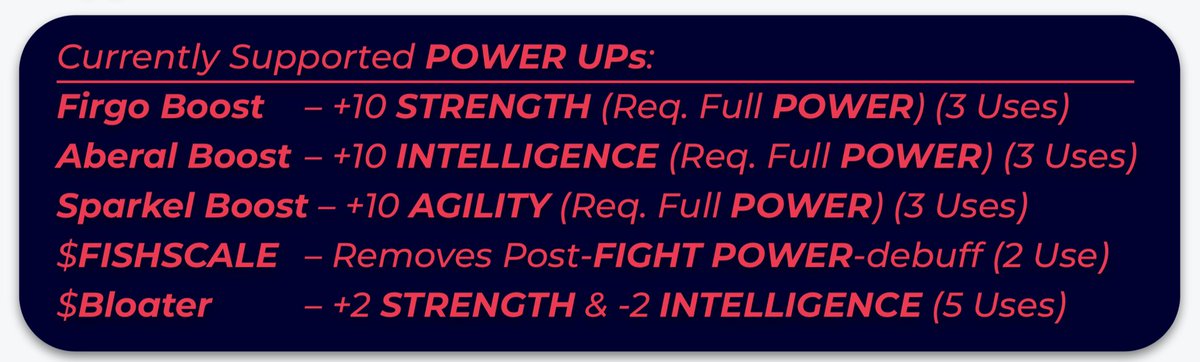 FishFight1NFT's tweet photo. #FishFighters here are you currently supported $FISH #PowerUps on https://t.co/lavQptmuR9 

#DFK #Bloaters #FISHFOOD #NFT #NFTS #NFTGaming #BlockchainGaming #CryptoGames #Play2Earn #GameFi #Crypto #Blockchain #HarmonyONE #BlueMetaverse @OneCommunityDAO $ONE $JEWEL @leochen @givp https://t.co/X0QfUQjv5j