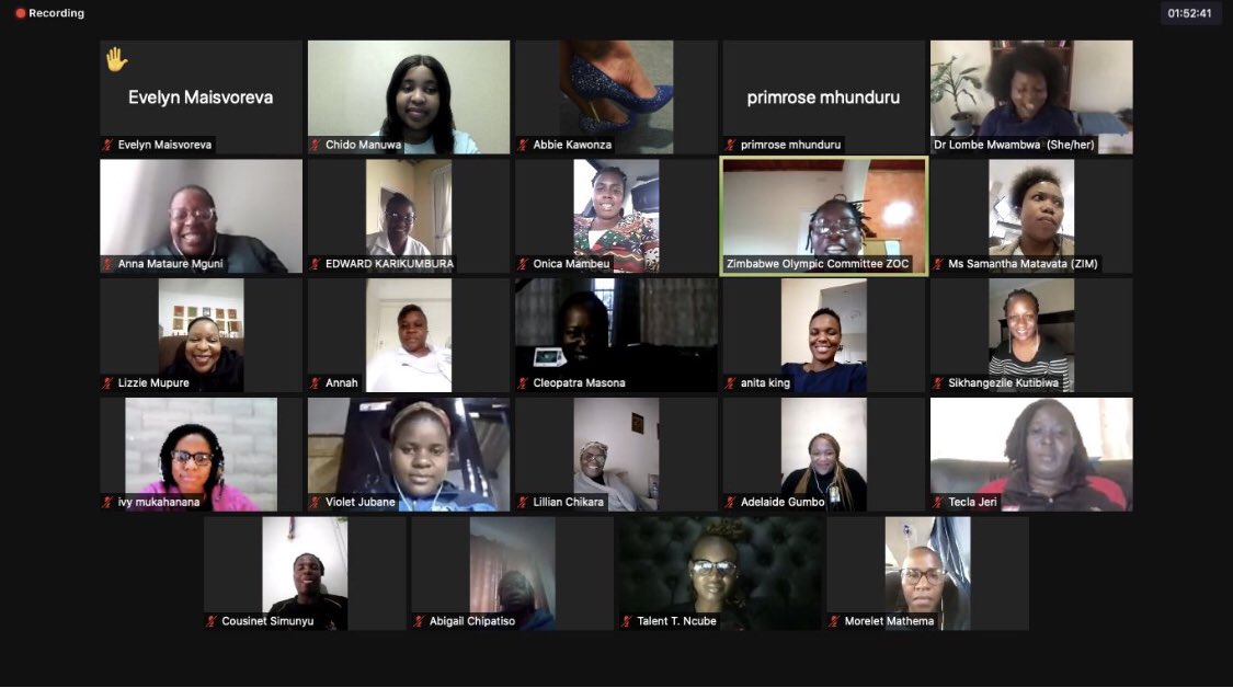 What a fantastic session introducing the Women’s Sport Leadership Academy Zimbabwe programme to the 24 participants! The 🔥🔥session was led by the incredible Dr Lombe Mwambwa supported by Co-Facilitator Game Mothibi and Assistant Facilitator Abigail Kawonza!