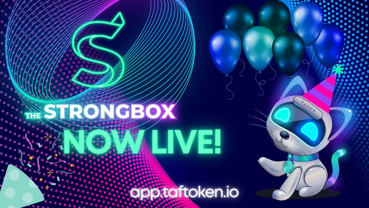 We Are Live 🎉 - Let’s get Staking TAF! 

To celebrate 🎊 the launch we are offering a  250% APY to be earned on the 21-Day Contract, simply just by staking your TAF in the Strongbox 💰

Go here 👇🏻
app.taftoken.io 

This is just the beginning 😉

#Staking #taf #BSCGem